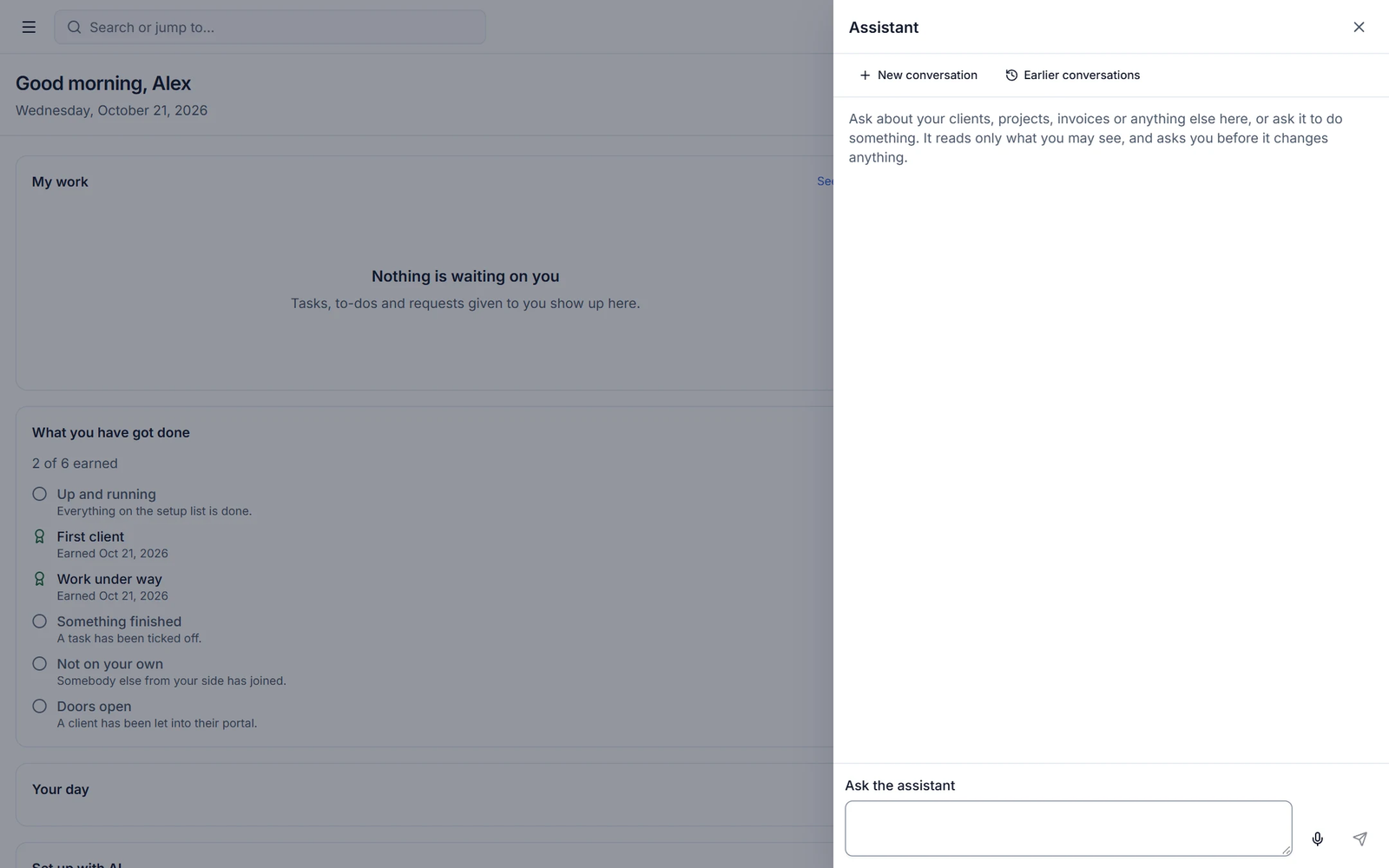 AI assistant panel